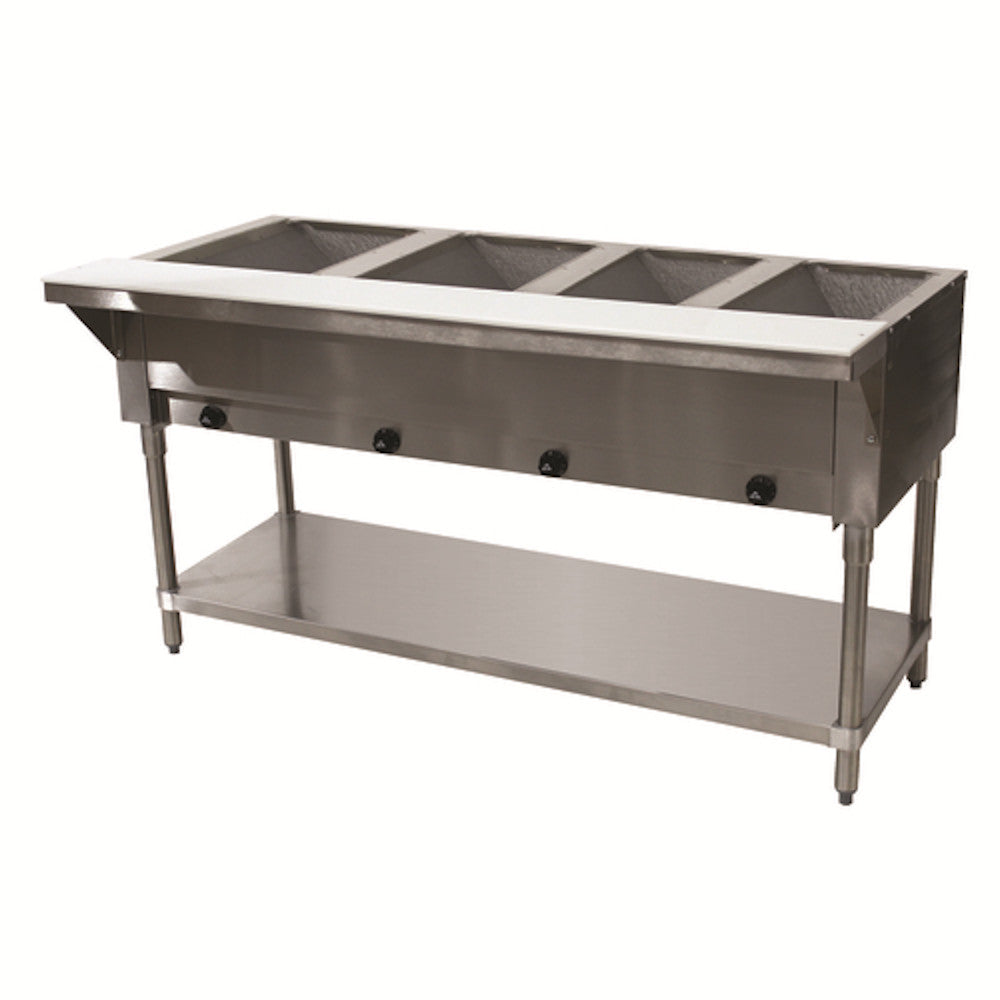 Advance Tabco HF-4G-LP Liquid Propane Steam Table w/ Undershelf 4 Open Wells