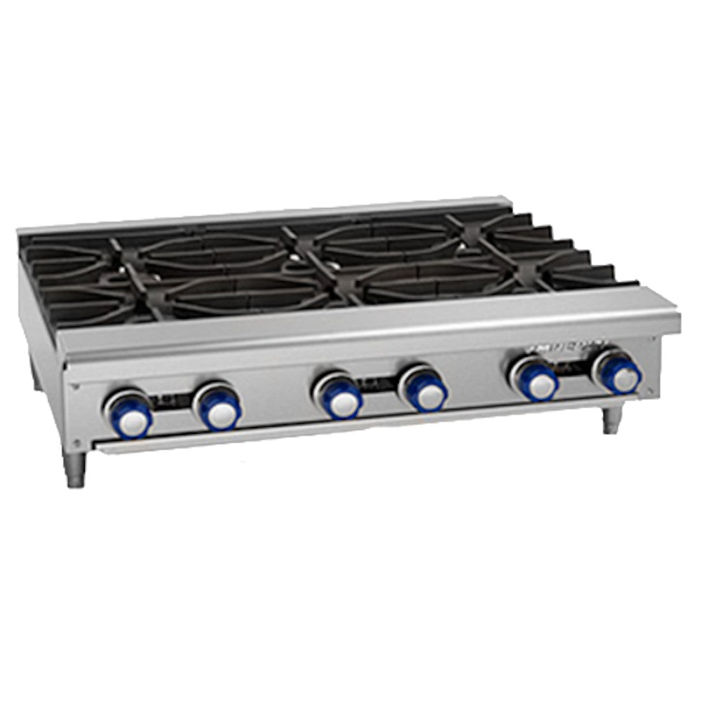 Imperial IHPA-6-36 Countertop Gas Hotplate with 6 Burners 36"W