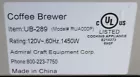 *Used* Adcraft UB-289 3.8 Gal. P/H Single Thermal Server Coffee Brewer
