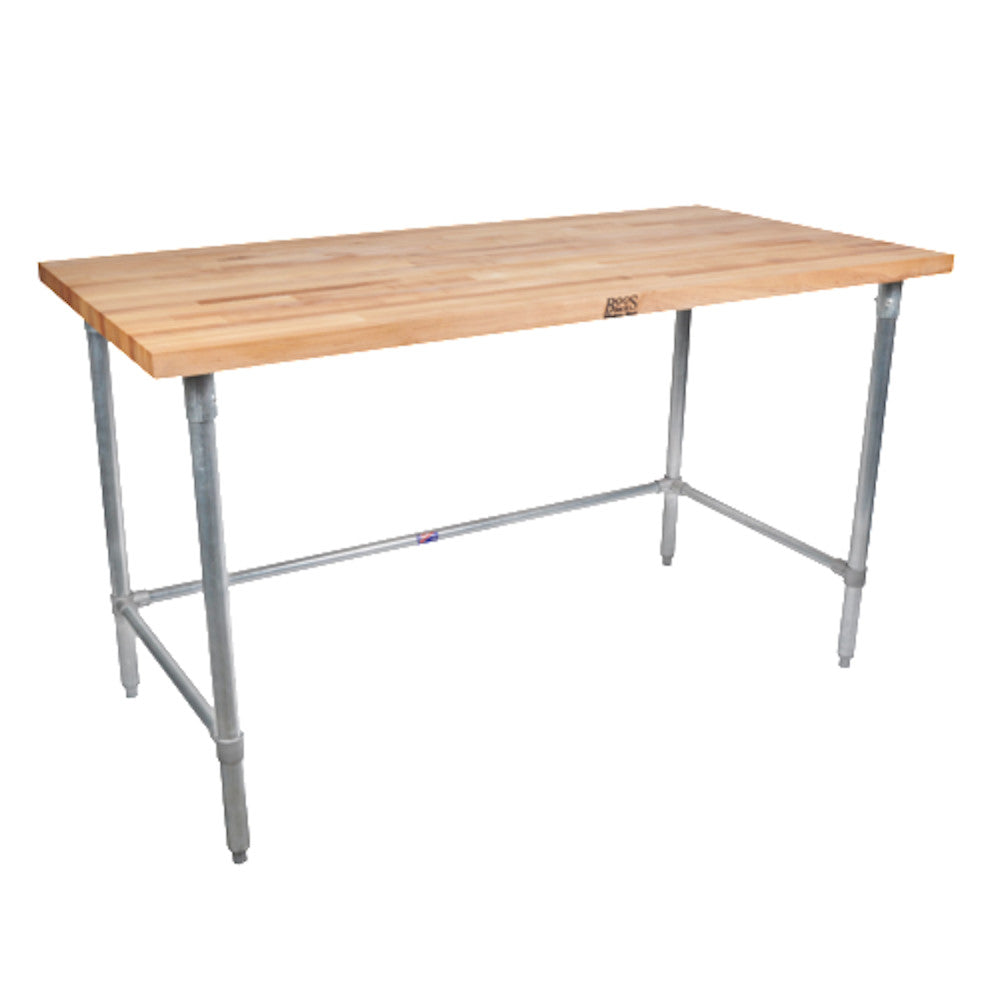 John Boos JNB15 Maple Wood Top 60" W x 36" D Work Table with Galvanized Legs