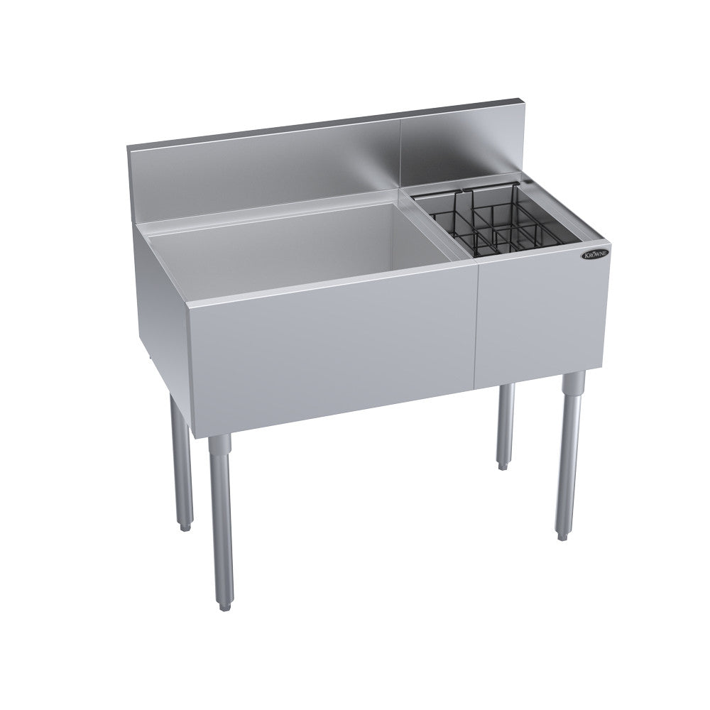 Krowne Metal KR19-M36L Royal Series Underbar Ice Bin / Cocktail Work Station with Bottle Well Storage