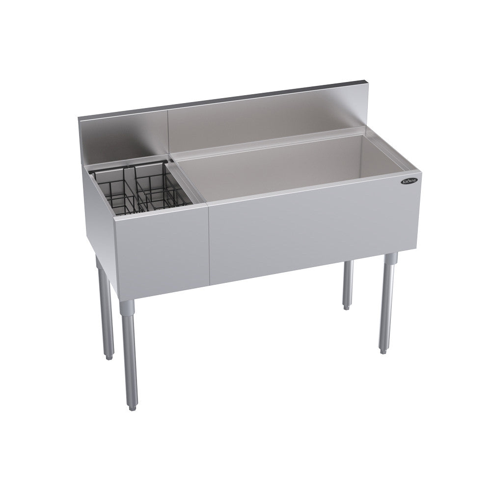 Krowne Metal KR19-M42R Royal Series 42" Underbar Ice Bin / Cocktail Work Station with Bottle Well Storage and 10-Circuit Cold Plate