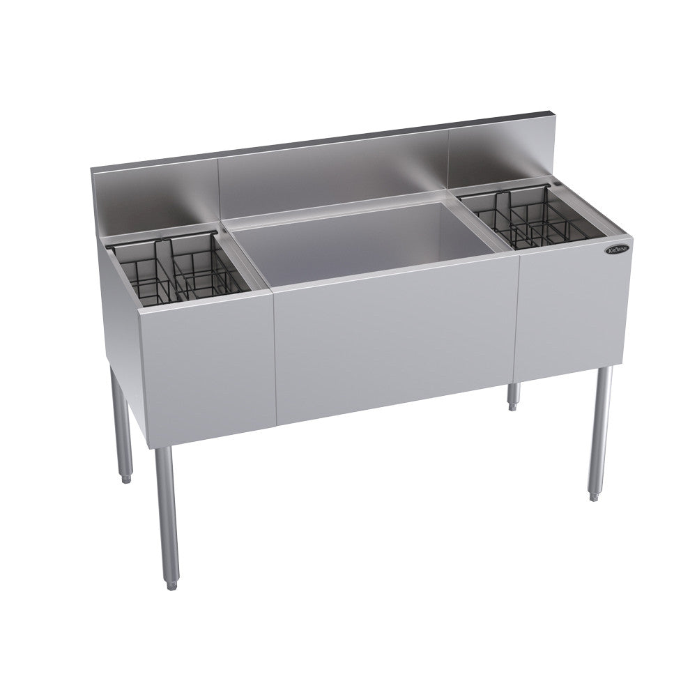 Krowne Metal KR19-M48C-10 Royal Series 48" Underbar Ice Bin /  Cocktail Station with Bottle Well Bin and 10-Circuit Cold Plate