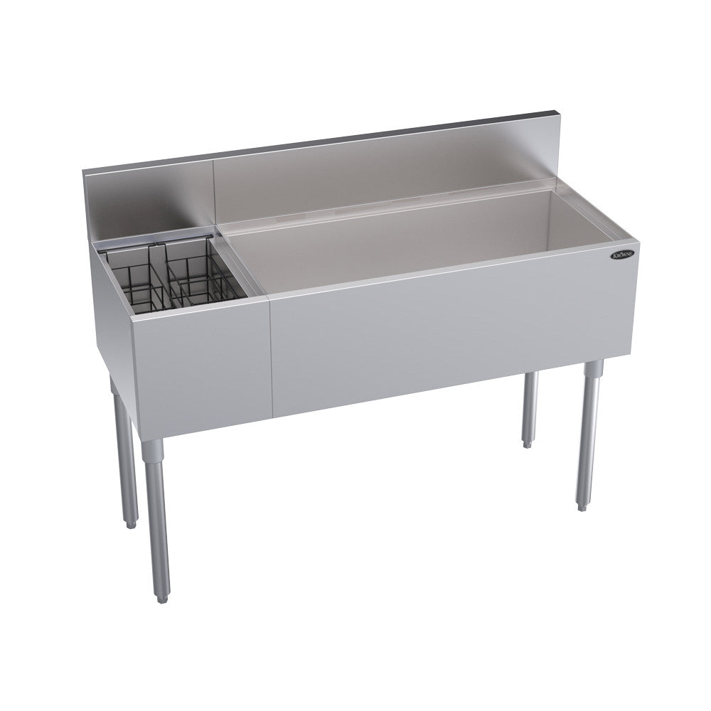 Krowne Metal KR19-M48R-10 Royal  Series 48" Underbar Ice Bin / Cocktail Work Station with Bottle Well Storage and 10-Circuit Cold Plate