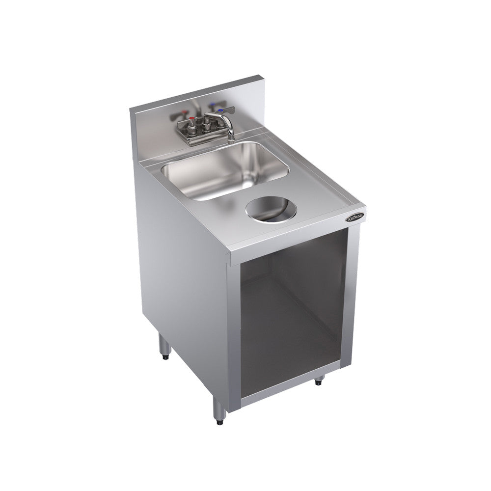Krowne Metal KR24-S18C Royal Series 18" Underbar Hand Sink with Open Front Cabinet Base
