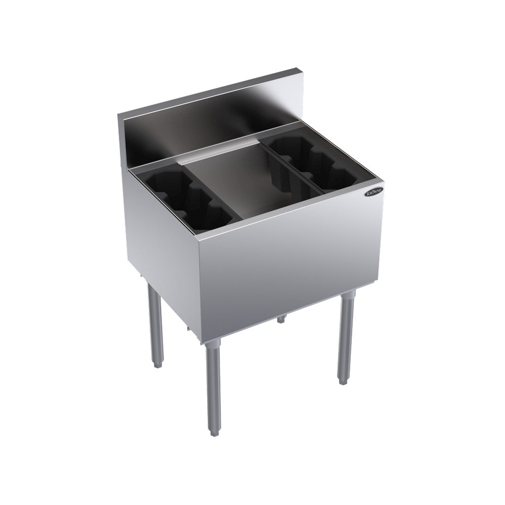 Krowne Metal KR19-24DP-10 Royal Series Underbar 24" Ice Bin / Cocktail Unit with Bottle Wells and 10-Circuit Cold Plate