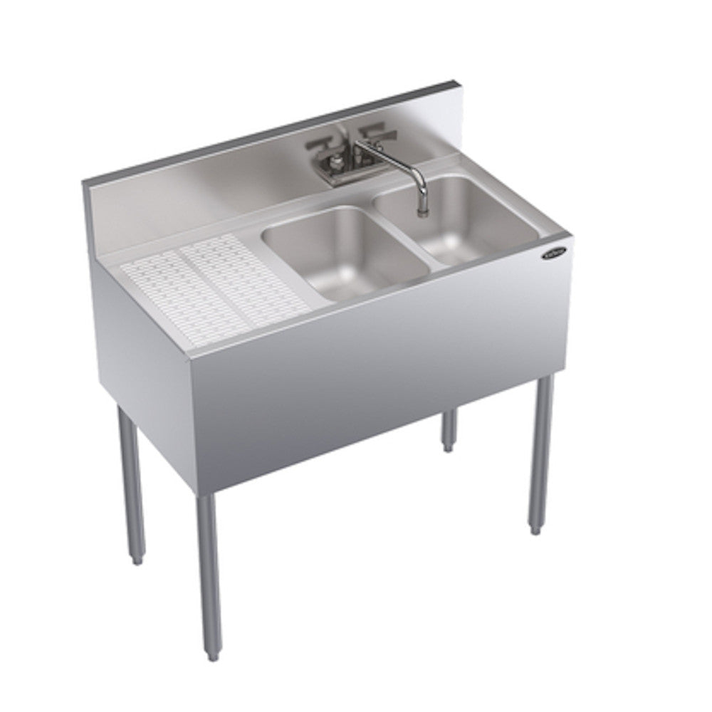 Krowne Metal KR19-32R Royal Series Two Compartment Underbar Sink with Drainboard on Left