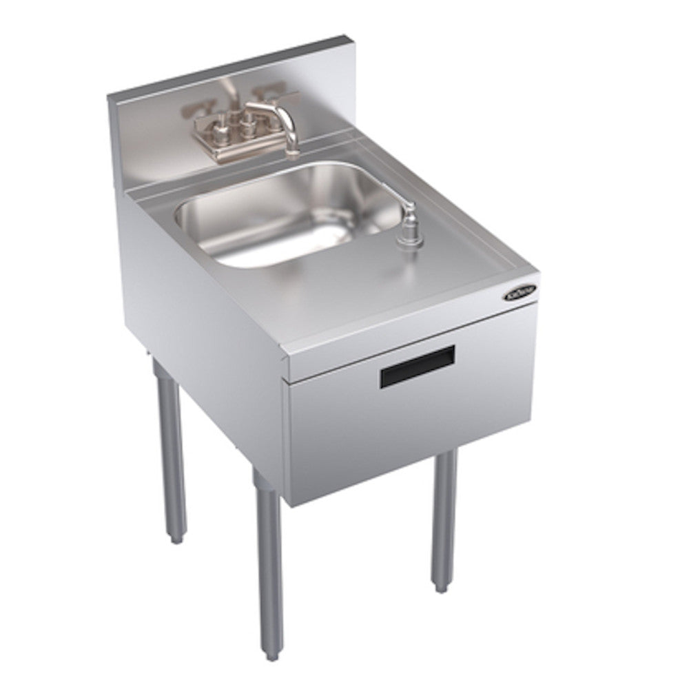 Krowne Metal KR24-18ST Royal Series Underbar 18" Hand Sink with Built-In Soap and Towel Dispenser