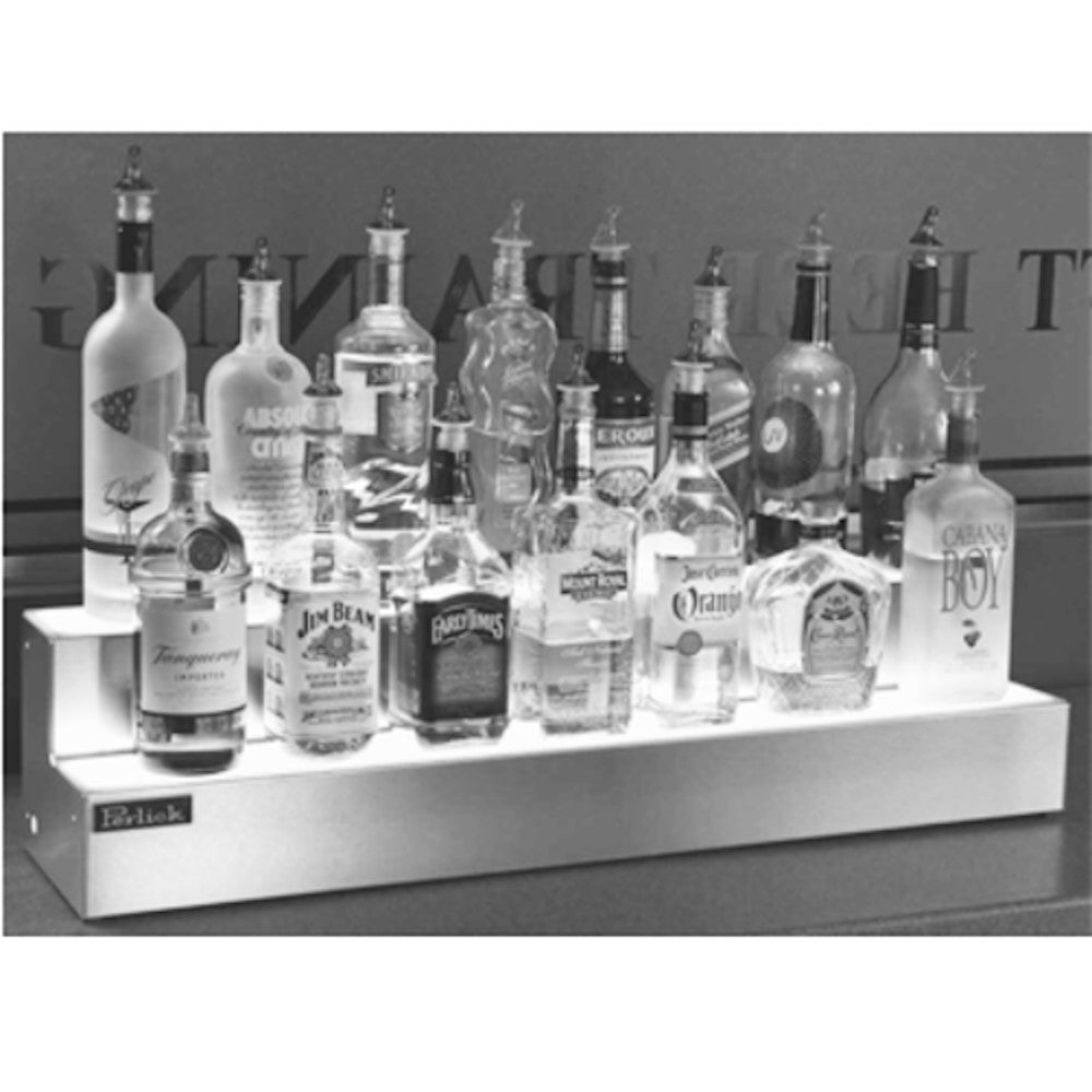 Perlick LMD2-24L Two Tier 24" Countertop Liquor Bottle Display with White LED lights - Power Cord / Switch Left-Located