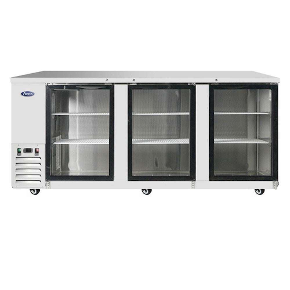 Atosa MBB90G Three-Section Back Bar Cooler with Glass Doors