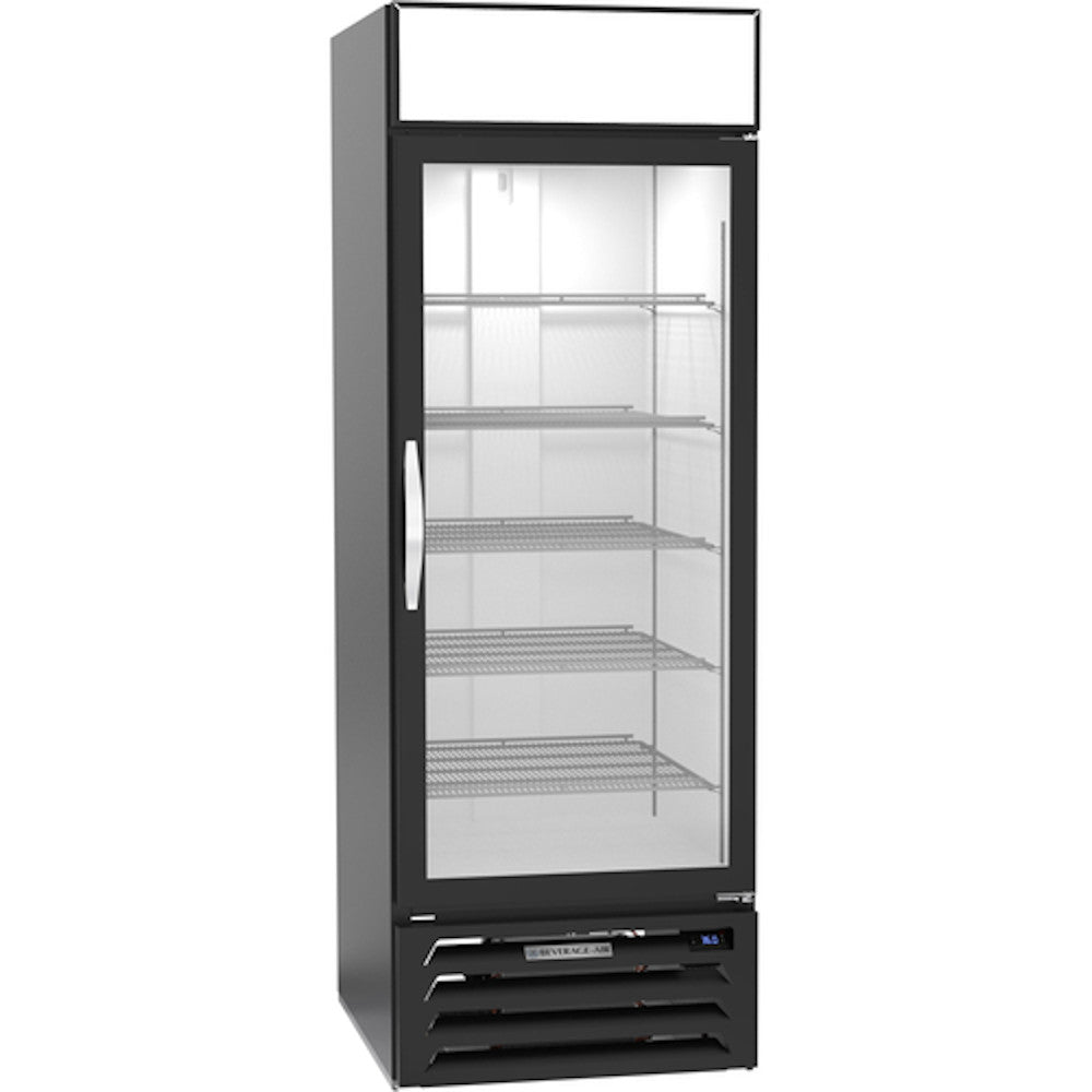 Beverage Air MMF23HC-1-B 27" Black MarketMax Glass Door Merchandiser Freezer with Swing Door