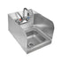 John Boos PBHS-W-0909-P-SSLR Pro-Bowl Wall Mount Hand Sink with 9"W x 9" Front to Back x 5" Deep Bowl, Side Splashes and Splash Mount Faucet