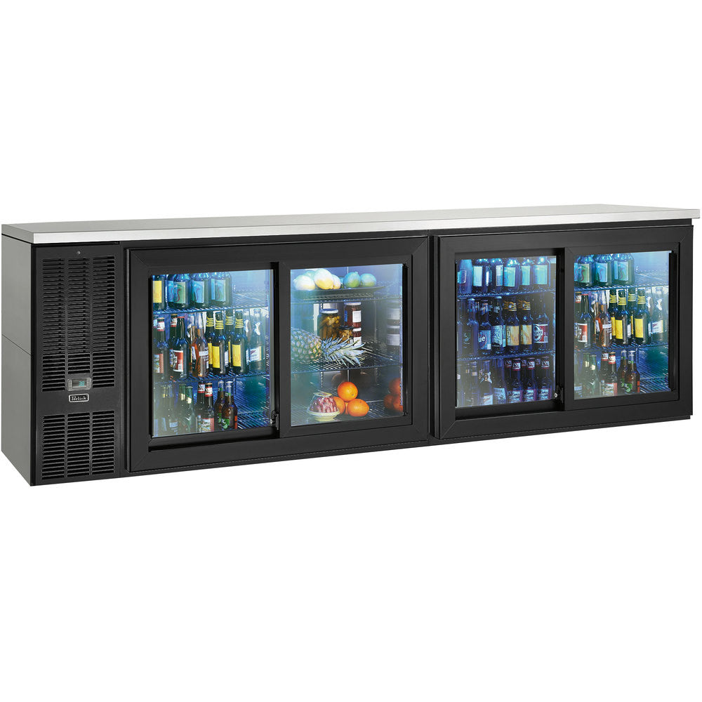 Perlick SDBS108 Four Section 108" Sliding Door Refrigerated Back Bar Cooler - 30.9 Cu. Ft.