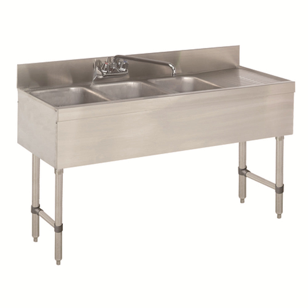 Advance Tabco SLB-43L 3 Compartment Underbar Sink w/ Left Drainboard 48" W