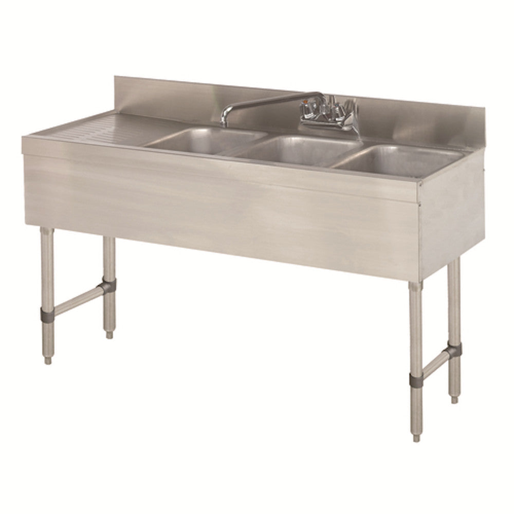 Advance Tabco SLB-43R 3 Compartment Underbar Sink w/ Right Drainboard 48" W