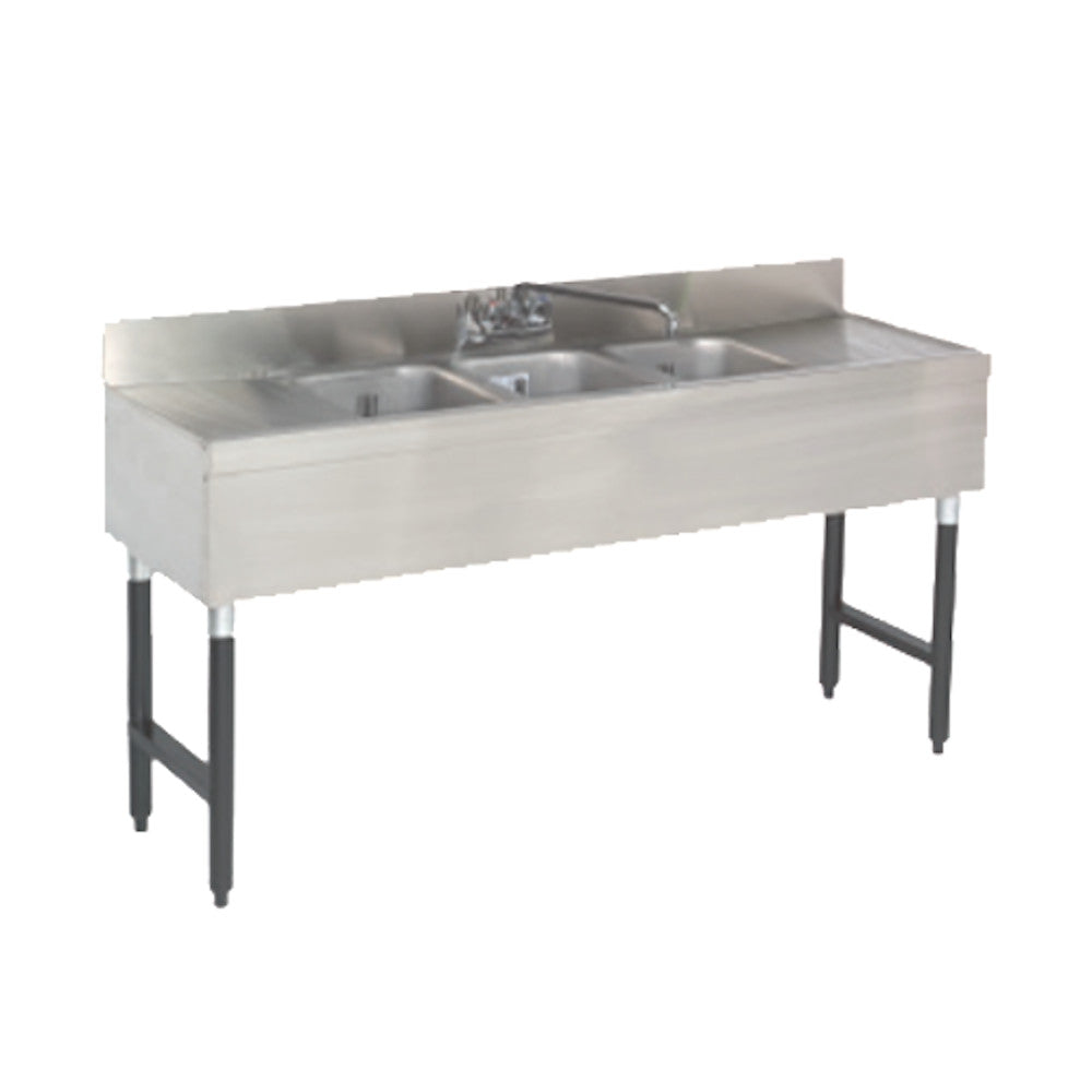 Advance Tabco SLB-53C 3 Compartment Underbar Sink w/ Two Drain Boards 60" W