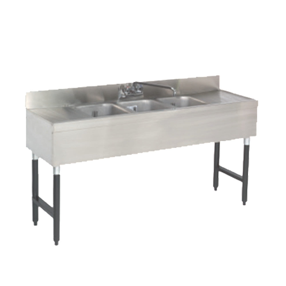 Advance Tabco SLB-63C 3 Compartment Underbar Sink w/ Two Drainboards 72" W