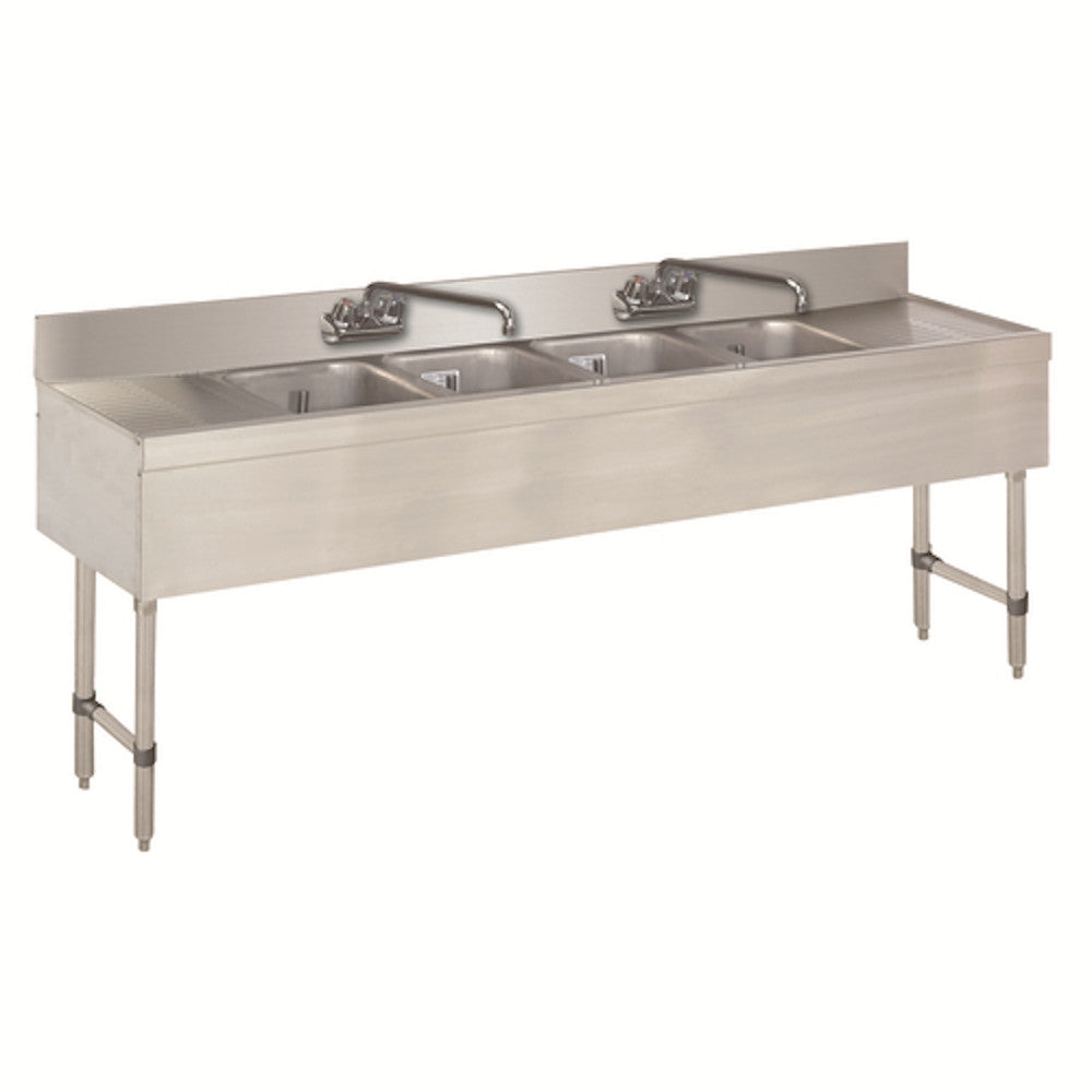 Advance Tabco SLB-64C 4 Compartment Underbar Sink w/ 2 Drainboards 72" W