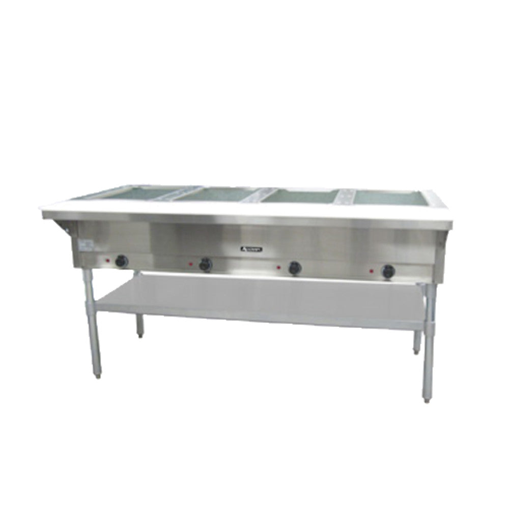 Adcraft ST-240/4 Four Well Electric Steam Table with Stainless Steel Undershelf - 3000 Watts