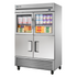 True T-49-2-G-2-HC~FGD01 55" Half Door Reach In Refrigerator with Glass Top Doors and Solid Bottom Doors