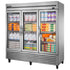 True T-72G-HC~FGD01 78" Three Section Glass Door Reach In Refrigerator with LED Lighting
