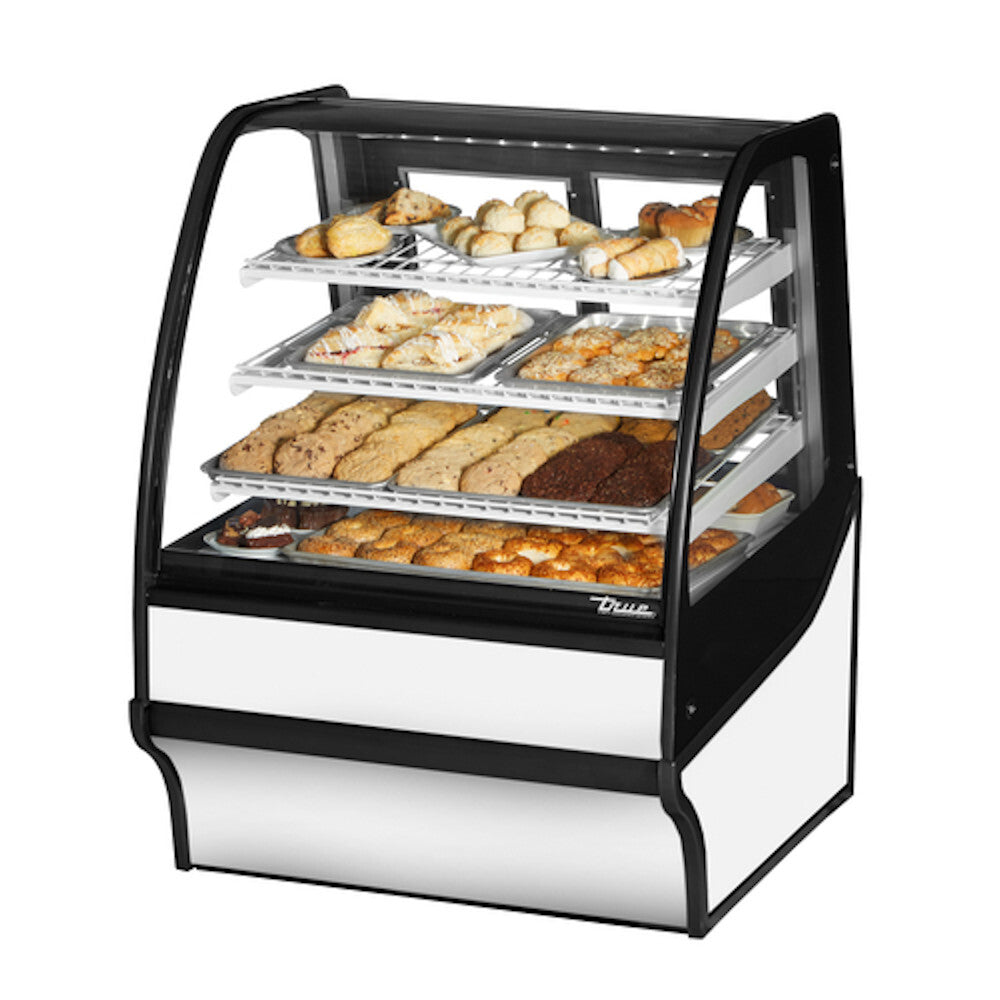 True TDM-DC-36-GE/GE-S-W Non-Refrigerated Stainless Steel Display Merchandiser w/ White Shelves