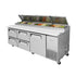 Turbo Air TPR-93SD-D4-N 93" Super Deluxe Pizza Prep Table with One Door and Four Drawers