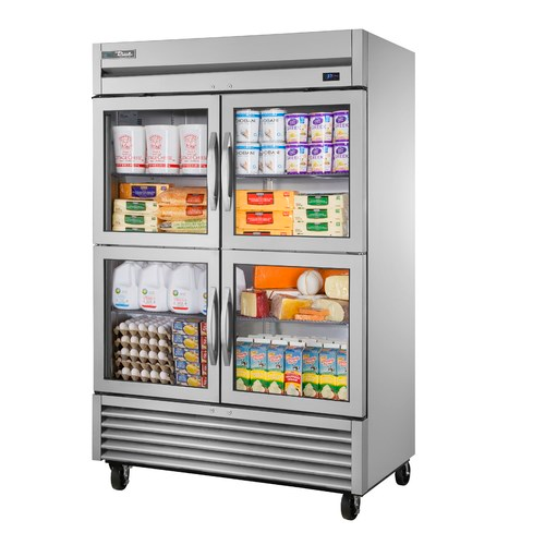 True TS-49G-4-HC~FGD01 54" Two Section Glass Half Door Stainless Steel Reach In Refrigerator