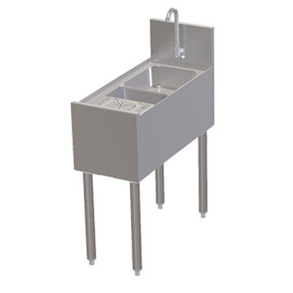 Perlick TSCE12PS-RC 12" Free Standing Underbar Prep Sink With Glass Rinser