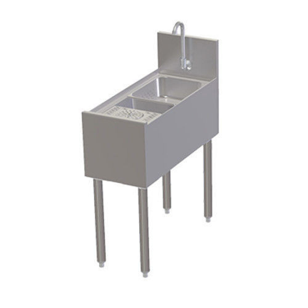 Perlick TSCE12PS 12" Free Standing Underbar Prep Sink With Glass Rinser