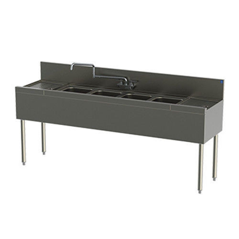 Perlick TSD64C 72" Underbar 4 Compartment Sink with 12" Drainboards