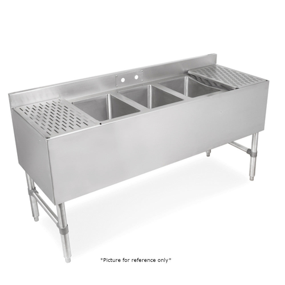 John Boos UBS3-1860-2D12 Slime Line 3-Compartment Underbar Sink