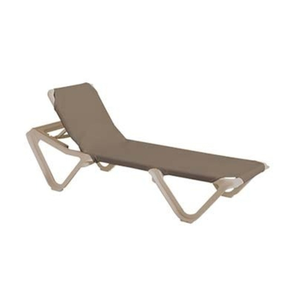 Grosfillex US155181 Taupe Nautical Stacking Sling Chaise w/ Sandstone Frame(2 per case)