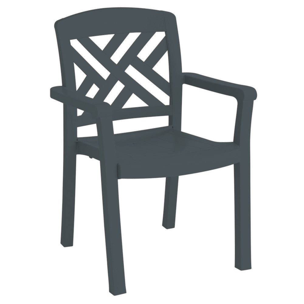 Grosfillex US451002 Charcoal Sanibel Stacking Armchair (case of 12)