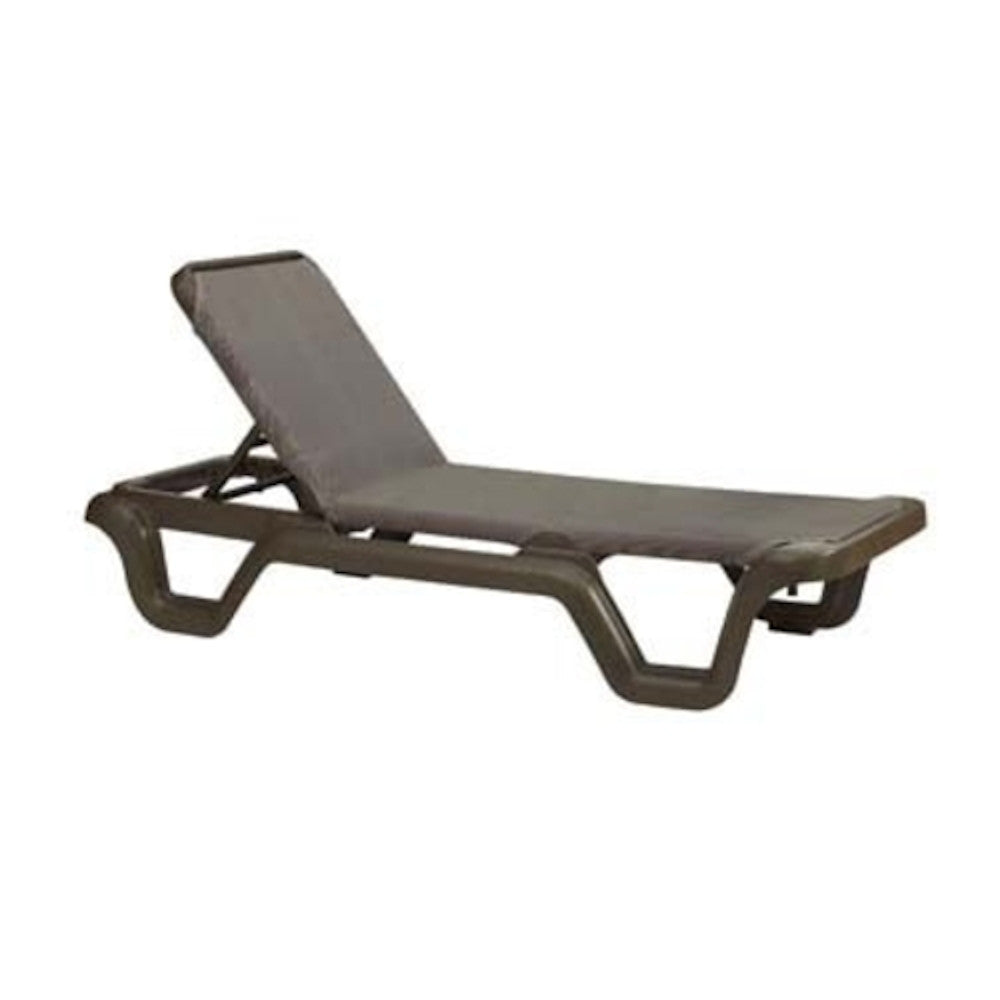 Grosfillex US515137 Espresso Marina Adjustable Sling Chaise w/ Bronze Mist Frame(case of 2)