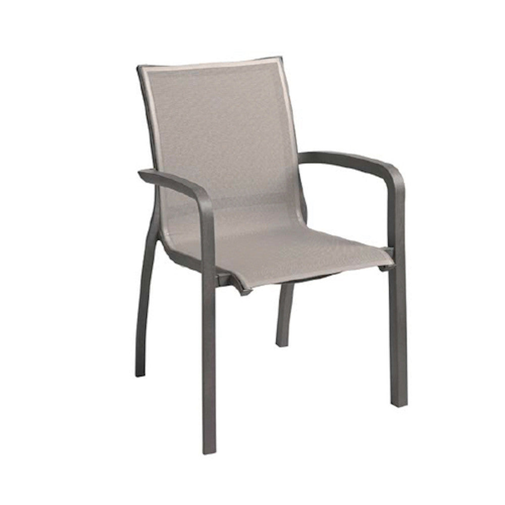 Grosfillex US644288 Solid Gray/Volcanic Black Sunset Stacking Armchair (case of 4)