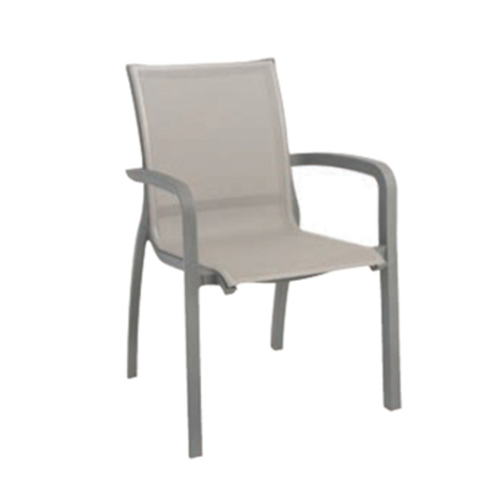 Grosfillex US644289 Solid Gray/Platinum Gray Sunset Stacking Armchair (case of 4)