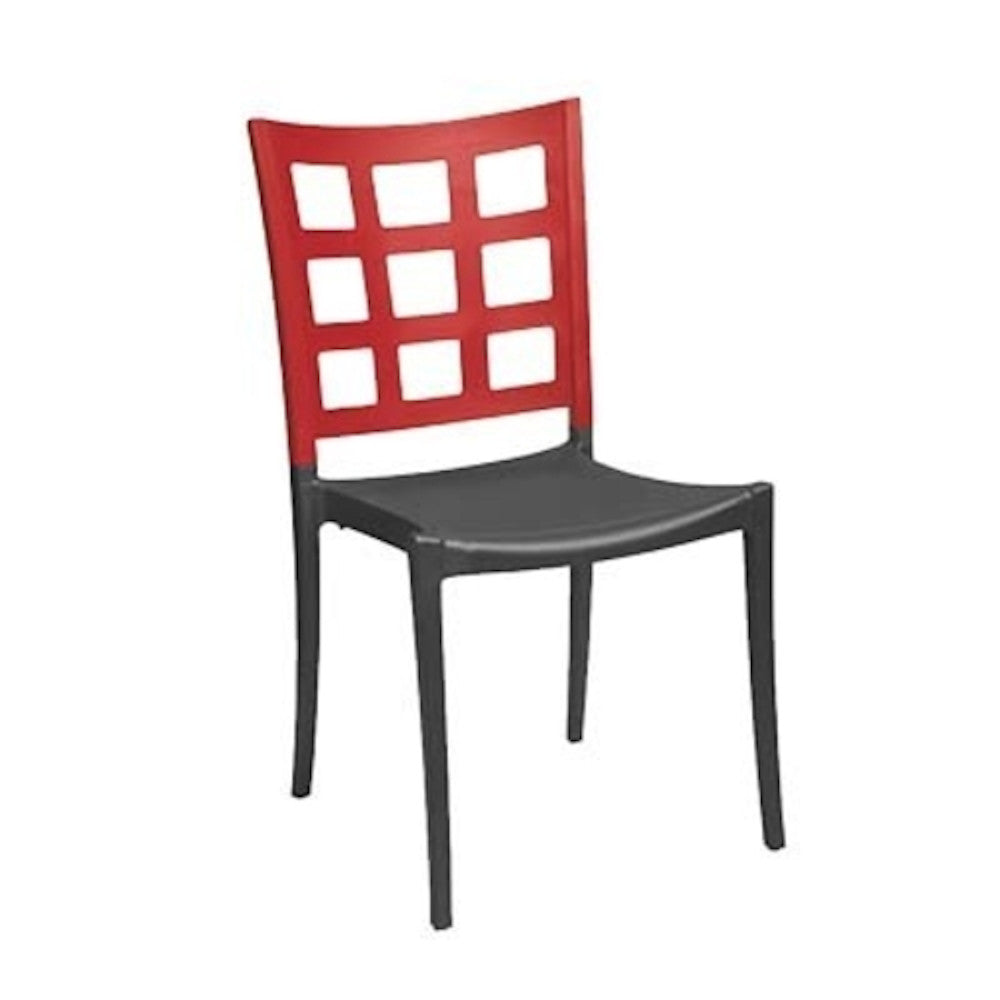 Grosfillex US647202 Apple Red/Charcoal Plazza Stacking Chair (case of 4)