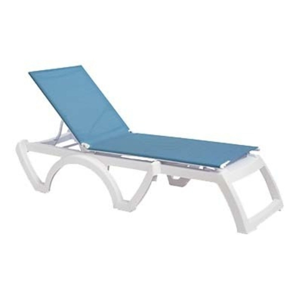 Grosfillex UT747194 Sky Blue Jamaica Beach Stacking Chaise (Case of 2)