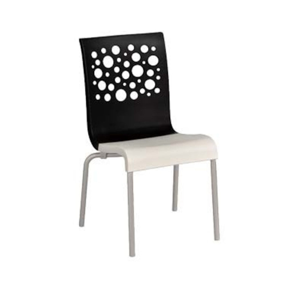 Grosfillex UT835017 Black/White Tempo Stacking Chair (Case of 4)