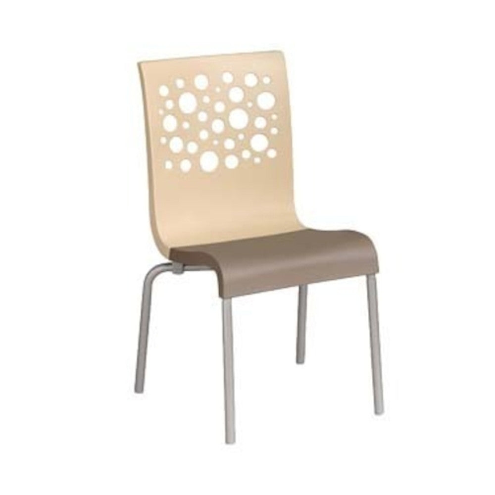 Grosfillex UT835413 Beige/Taupe Tempo Stacking Chair (Case of 4)