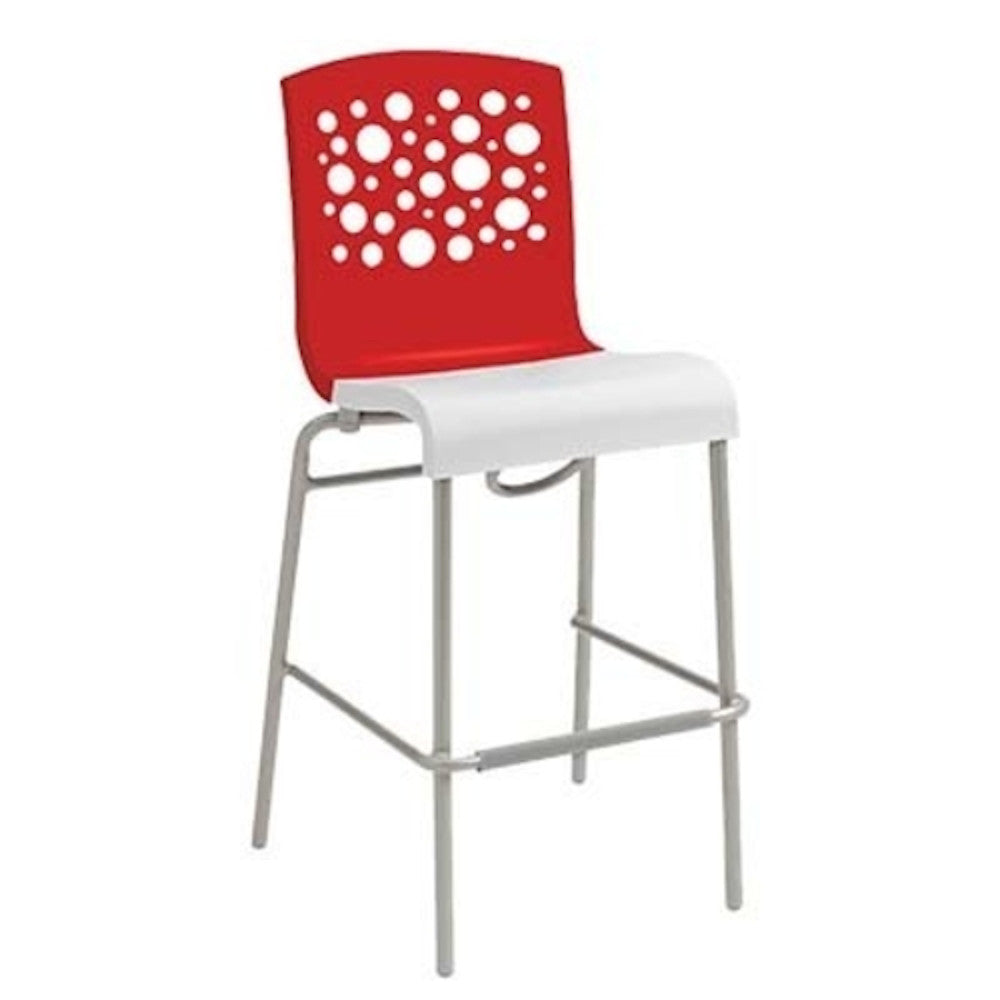Grosfillex UT838414 Red/White Tempo Stacking Barstool (case of 2)