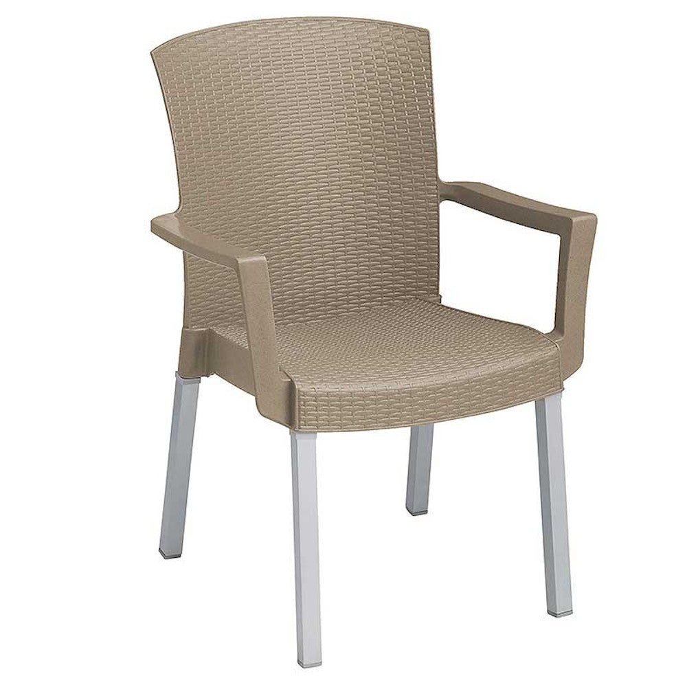 Grosfillex UT903181 Taupe Havana Classic Stacking Armchair (Case of 4)